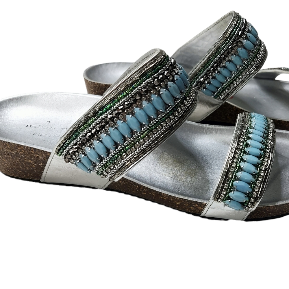 Mila Paoli Embellished Beaded Slide-on Sandals | Size 10 - Picture 4 of 9